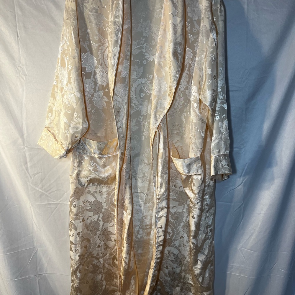 Vintage Victoria’s‎ Secret Gold Label Satin Robe PS White Gold Coquette Kimono